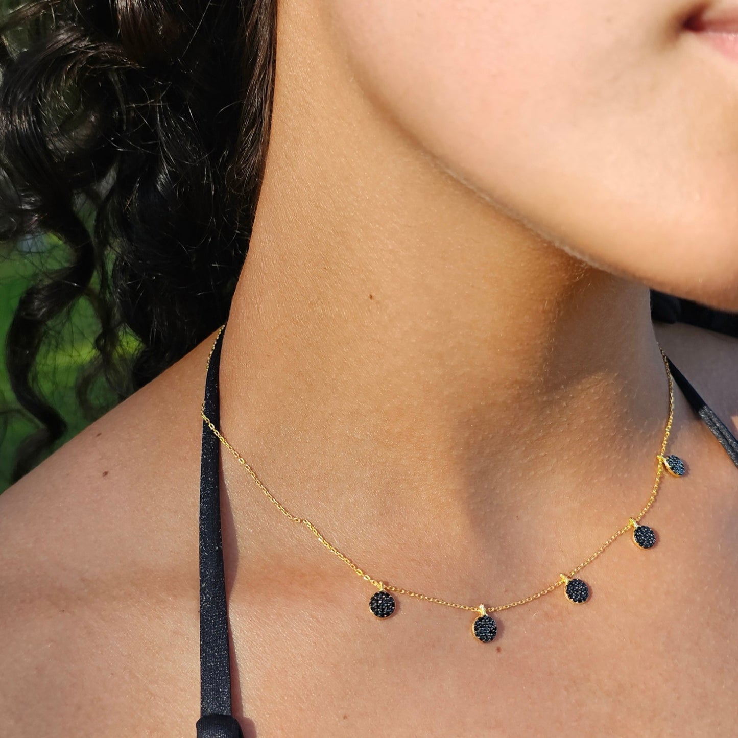 COLLAR BASAK SIYAH PLATA 925