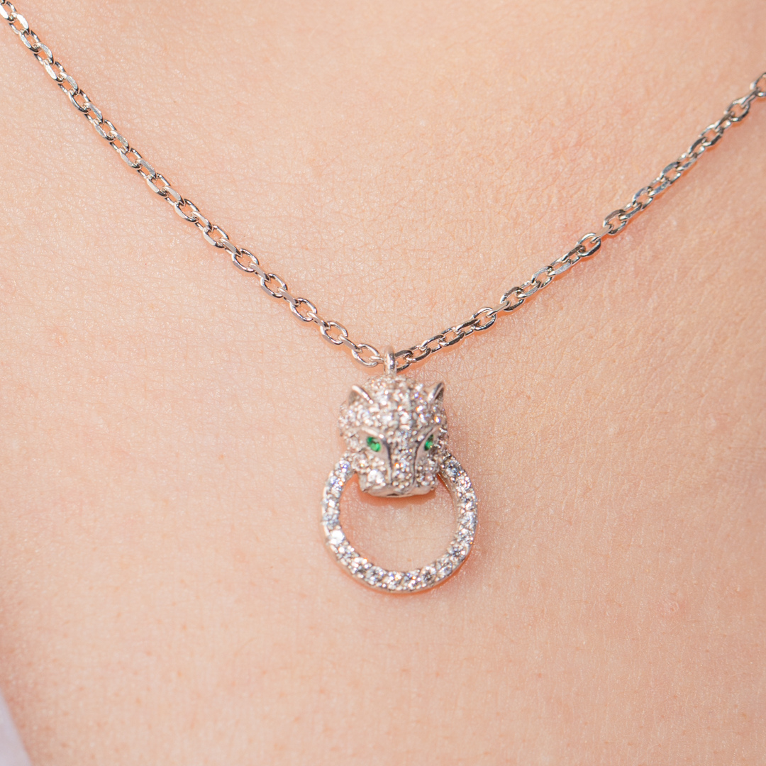 COLLAR MINI PANTER PLATA 925