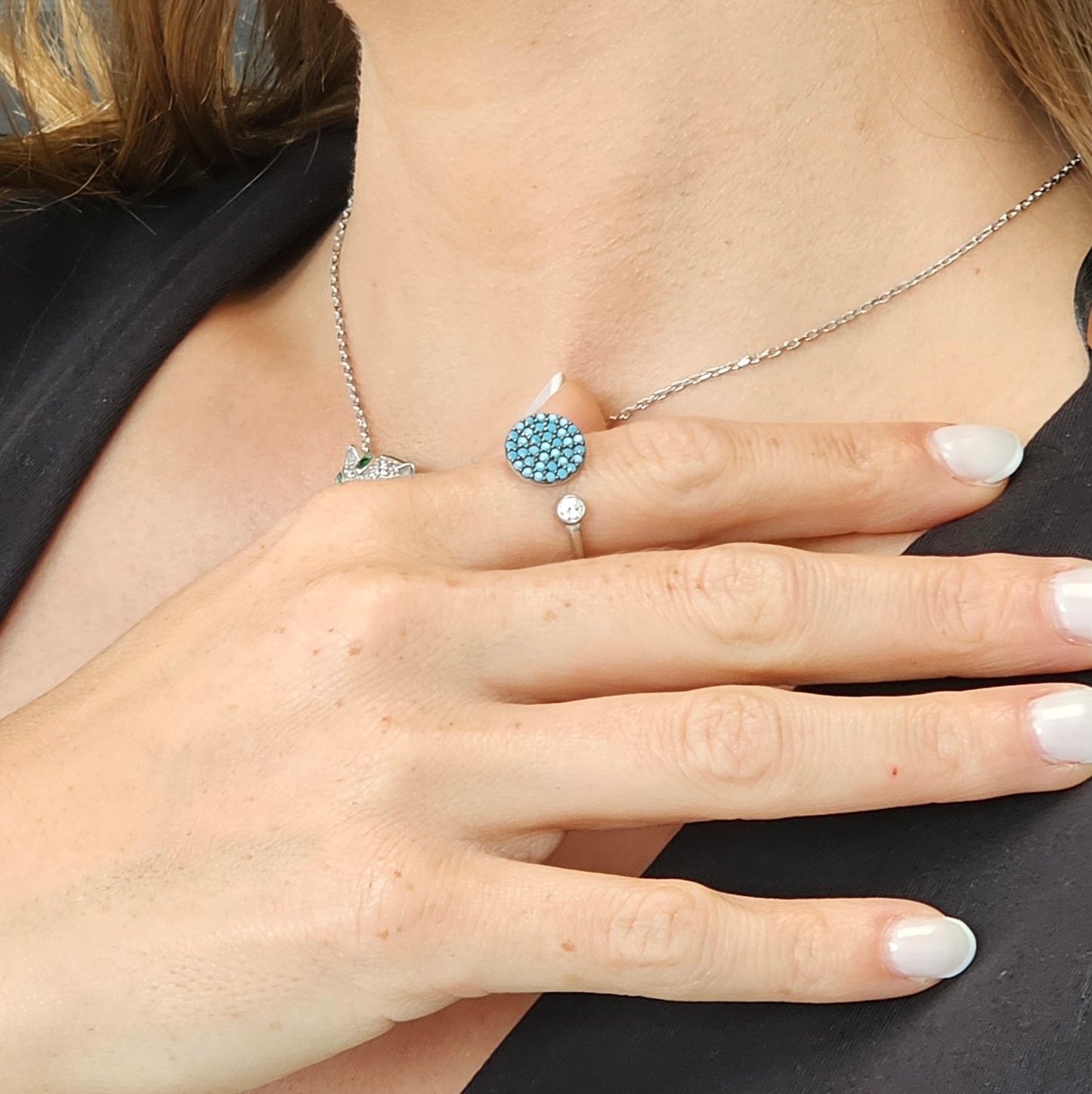 ANILLO AJUSTABLE BARAK TURKUAZ PLATA 925