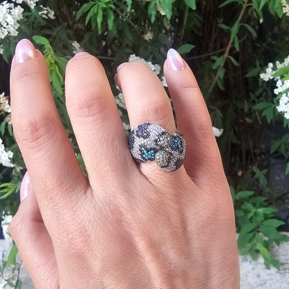 ANILLO RENKLI KISKAC PLATA 925