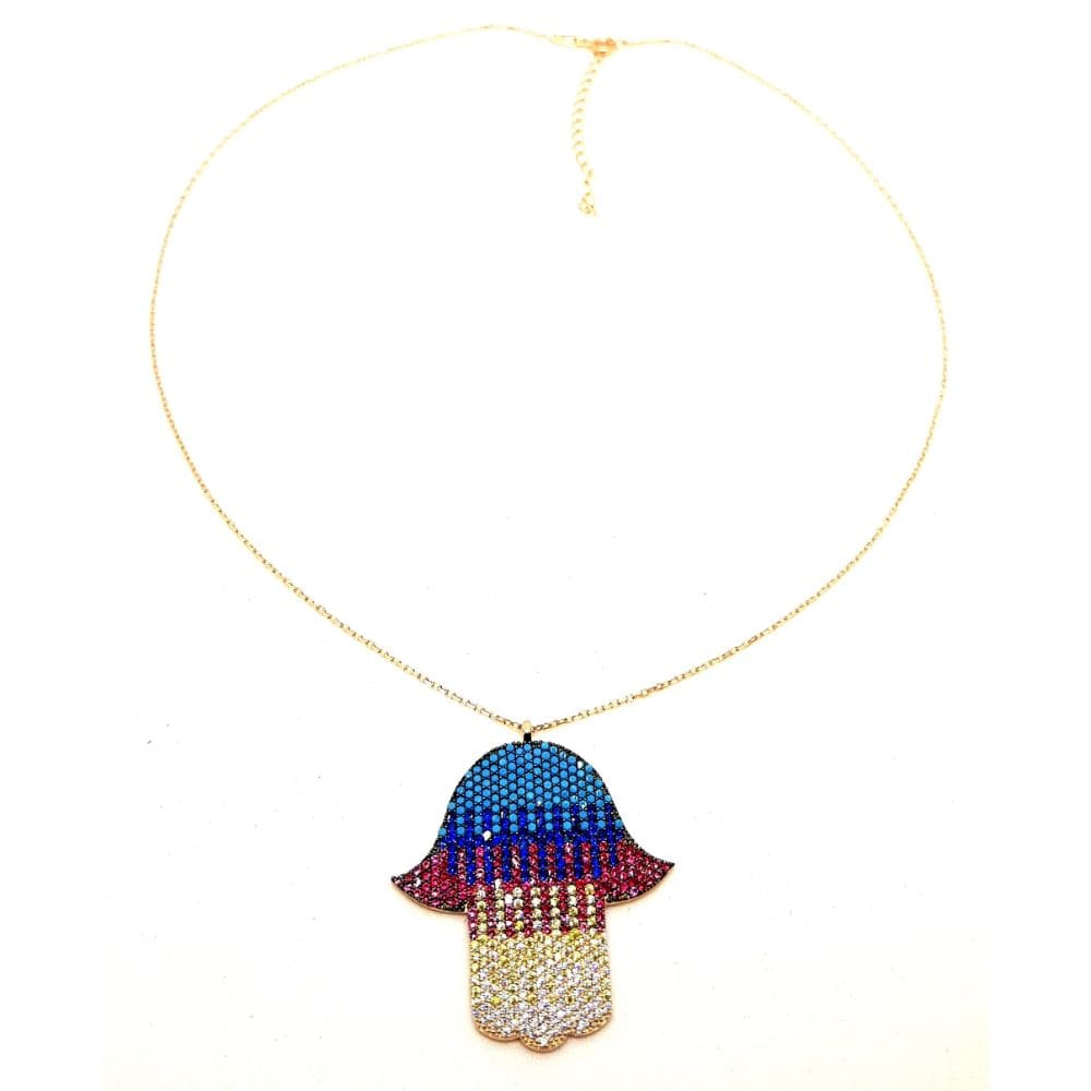 COLLAR HAMSA COLORES R PLATA 925