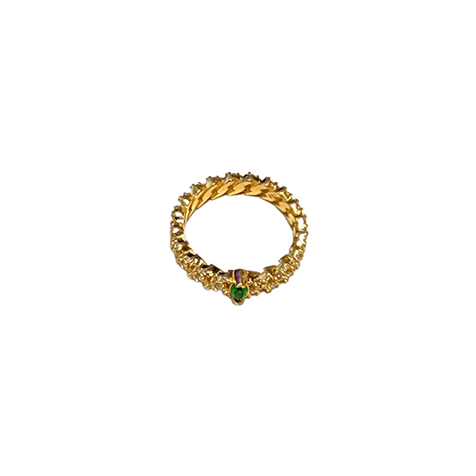 ANILLO PARTI YESIL D PLATA 925